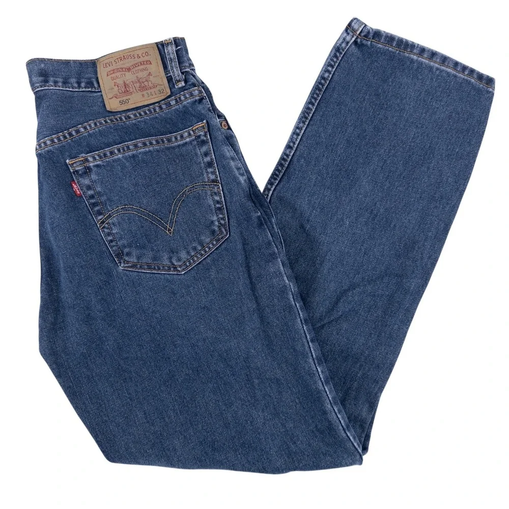 Vintage Levi's 550 Blue Relaxed Fit Jeans Mens Medium Wash Y2K Actual Size 32x30